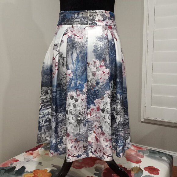 PHASE 8 PLEATED FLARED SKIRT WITH ICONIC PRINT UK SIZE 12 BRITISH BRAND - Picture 3 of 7